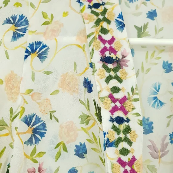 Soft Surroundings Art Nouveau Topper Kimono Cardigan Semi Sheer Floral Women PS - Picture 6 of 8